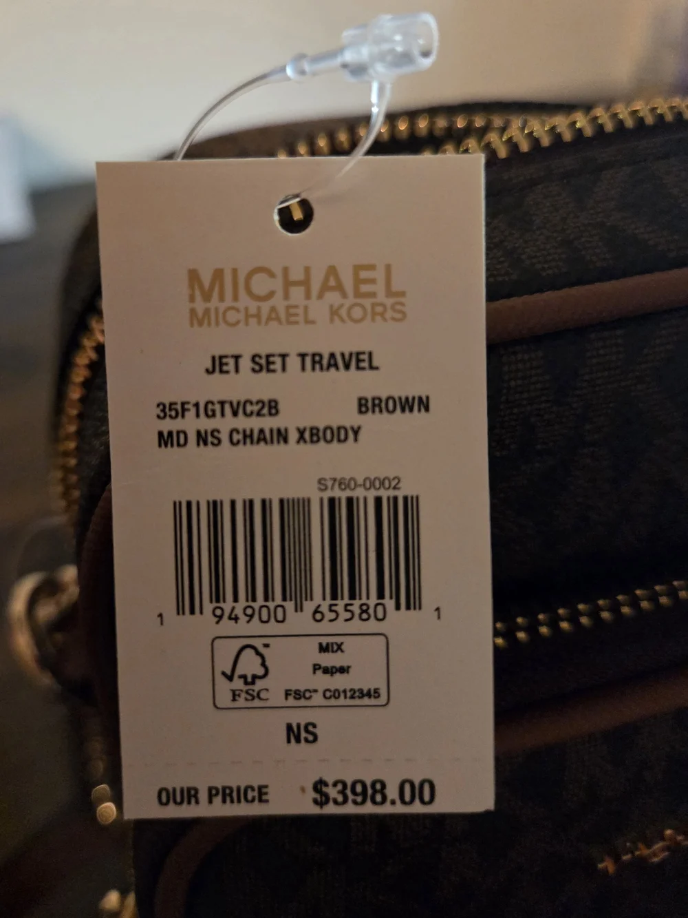NWT Michael Kors Brown Jet Set Crossbody